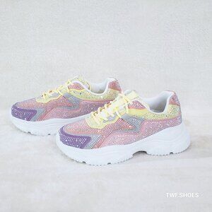 Softy Cush Multi Color Pastel Rhinestone Platform Sneakers J
